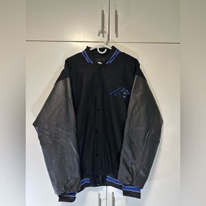 Carolina Panthers NFL Clubs Varsity Button Bomber Jacket Men's 2XL Black